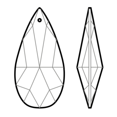 Czech Crystal Teardrop w/ Top Bead