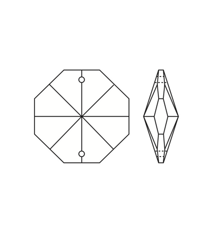 Preciosa® Crystal 10mm 2-Hole Octagon w/ 8 Facets <br> Titanium Solid/AB