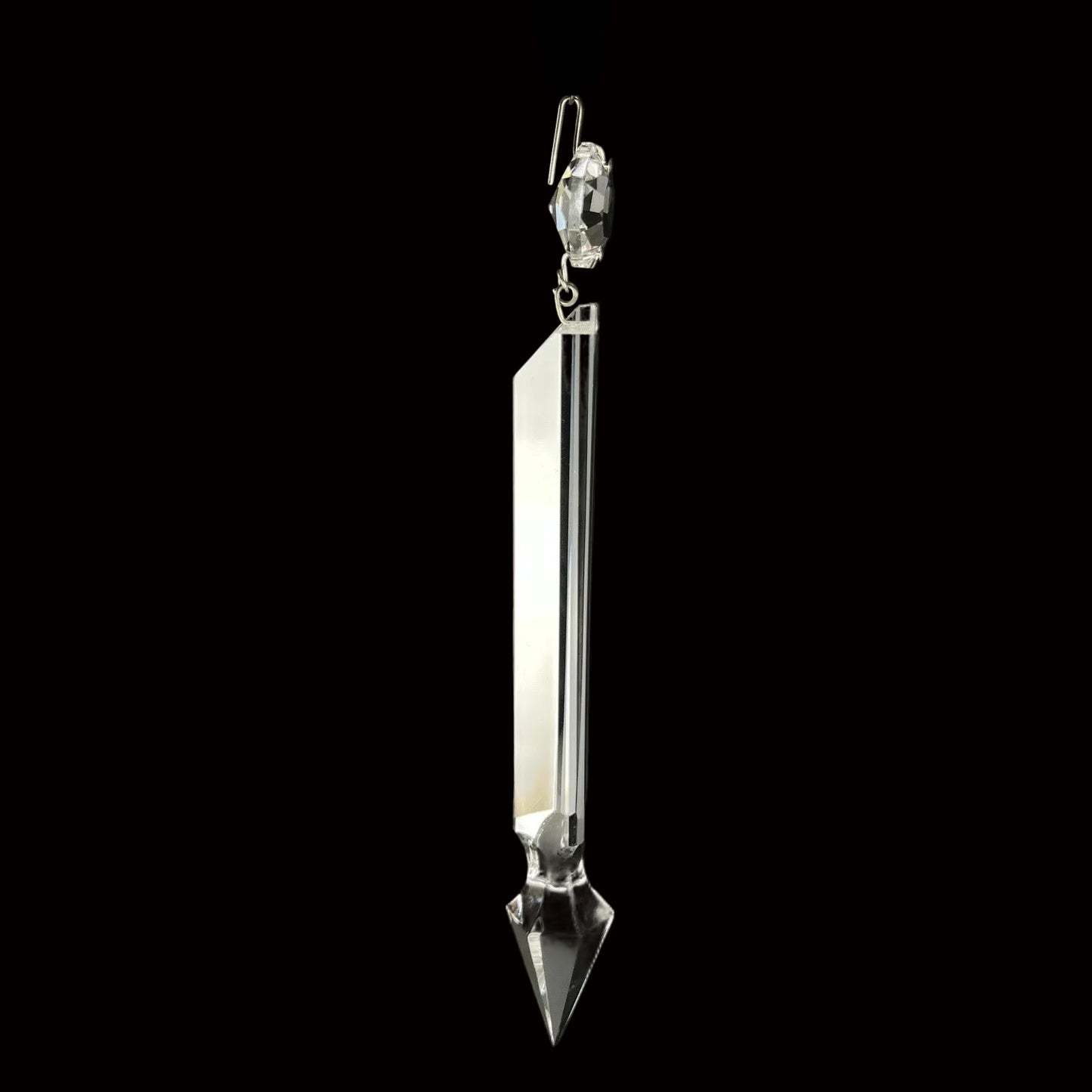 Plain Full Cut Glass Spear w/ Top Bead