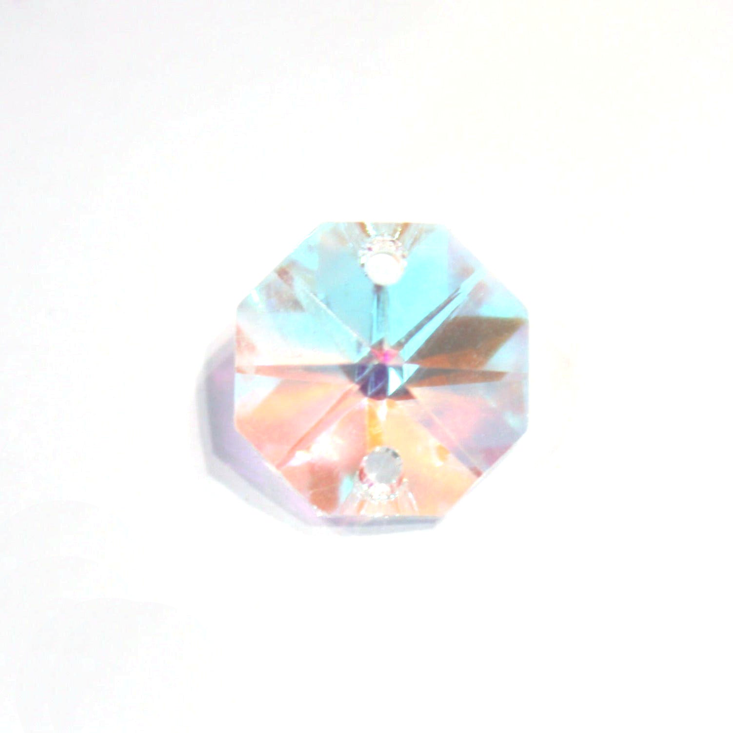 Preciosa® Crystal 10mm 2 Hole Octagon w/ 8 Facets <br> Titanium Solid/AB