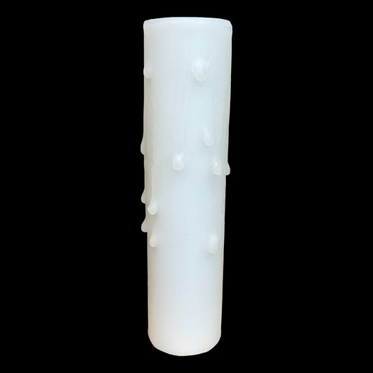 White Beeswax Candle Cover w/ Drip, European Base