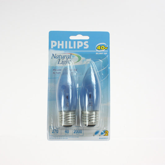 Natural Light Blunt Tip Bulb, mb<br>(2 pack), 40 watt