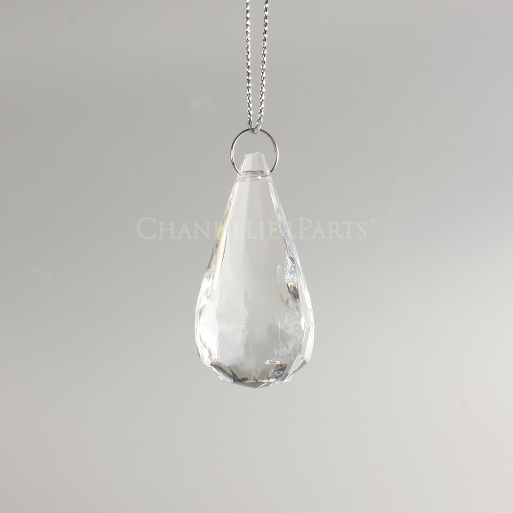 50mm Acrylic Faceted Drop w/ Silver String