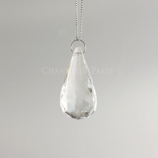 50mm Acrylic Faceted Drop w/ Silver String