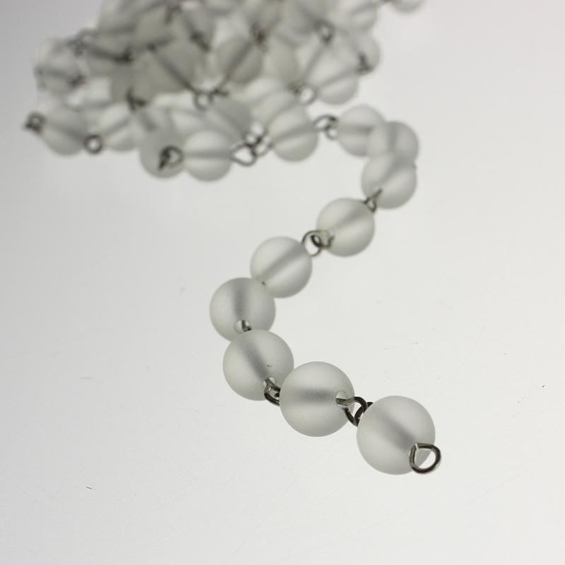 Frosted Round 8mm Bead Chain (chrome pinned) 1 meter (39")