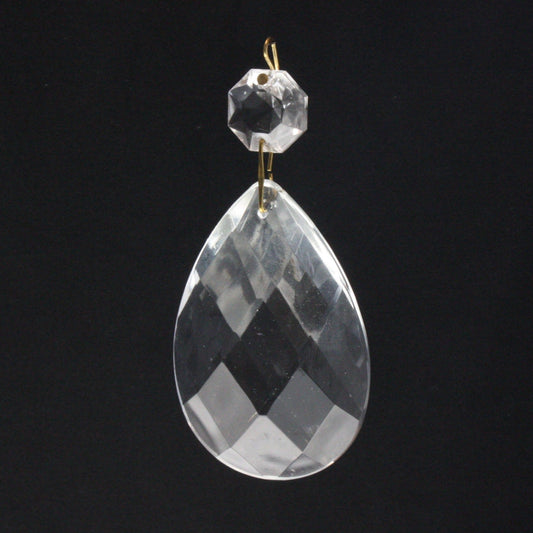 2-1/2" Clear Swedish Cut Teardrop w/ Top Bead