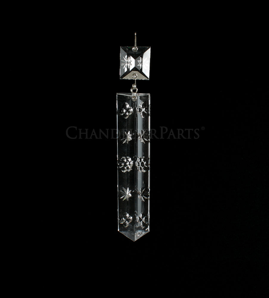 Czech Crystal Star Etched Colonial w/ Matching Top Bead <br> (7 sizes)