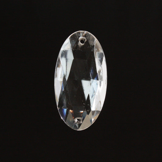 2-Hole Clear Elongated Oval Bead