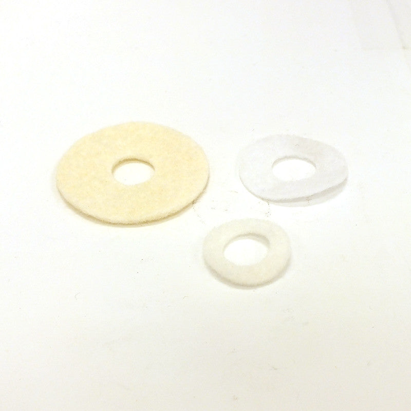 White Felt Washer, 1/8 IP Slip (3 Sizes) Packs of 25