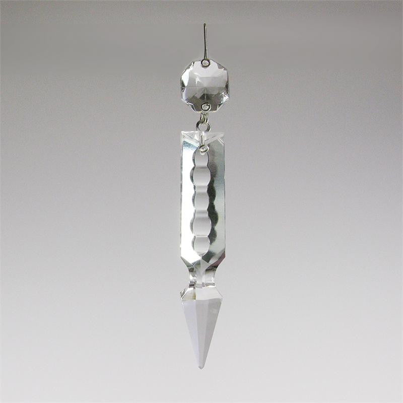 3-1/2" Notched Full Cut Crystal Spear w/ Top Bead, Brass Pinning (Blemished)