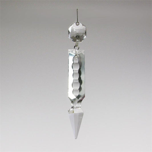 3-1/2" Notched Full Cut Crystal Spear w/ Top Bead, Brass Pinning (Blemished)