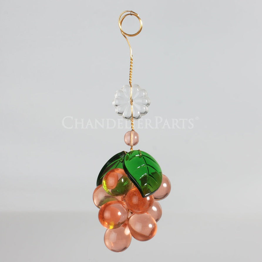 11 Crystal Grape Cluster w/ Green Leaves <br> (4 colors)