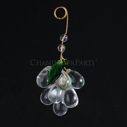 24mm 9 Crystal Grape Cluster w/ Green Leaves <br> (2 colors)