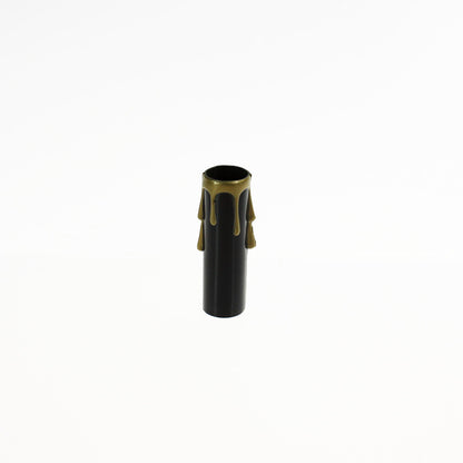 Black Plastic Candle Cover w/ Gold Drip, Candelabra Base
