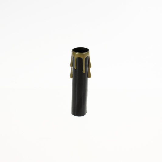 Black Plastic Candle Cover w/ Gold Drip, Candelabra Base