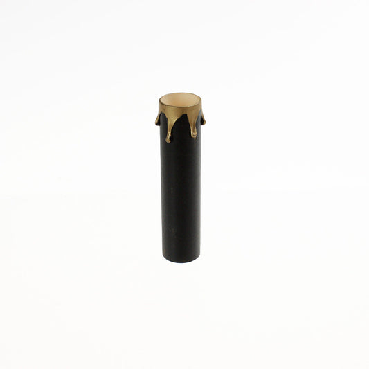 4" Black Cardboard Candle Cover w/ Gold Drip, Candelabra Base