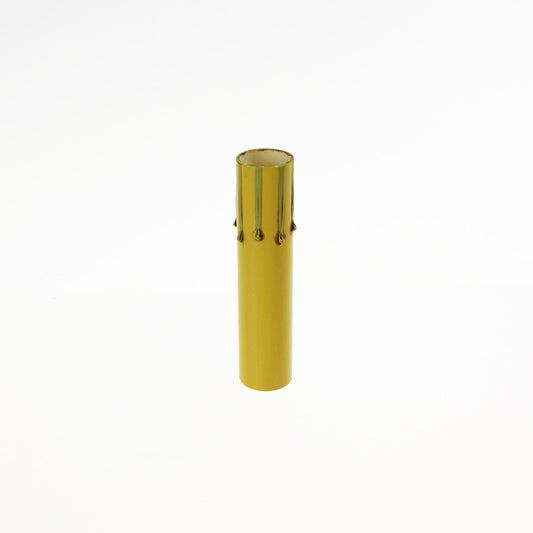 3" Antique Gold Cardboard Candle Cover w/ Drip, Candelabra Base (Pack of 6) (Blemished)