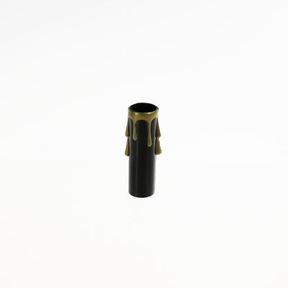 Black Plastic Candle Cover w/ Gold Drip, Medium Base