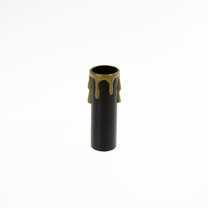 Black Plastic Candle Cover w/ Gold Drip, Medium Base