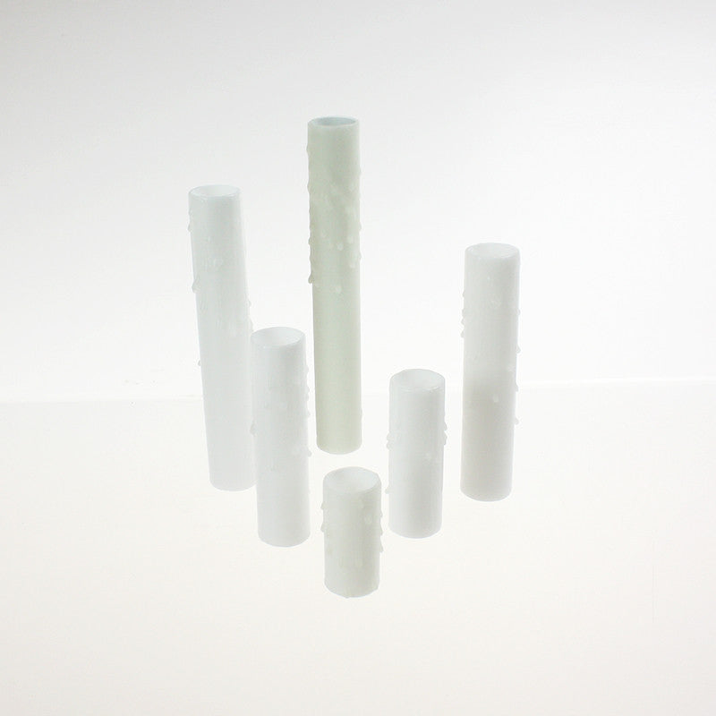 White Beeswax Candle Cover w/ Drip, Candelabra Base