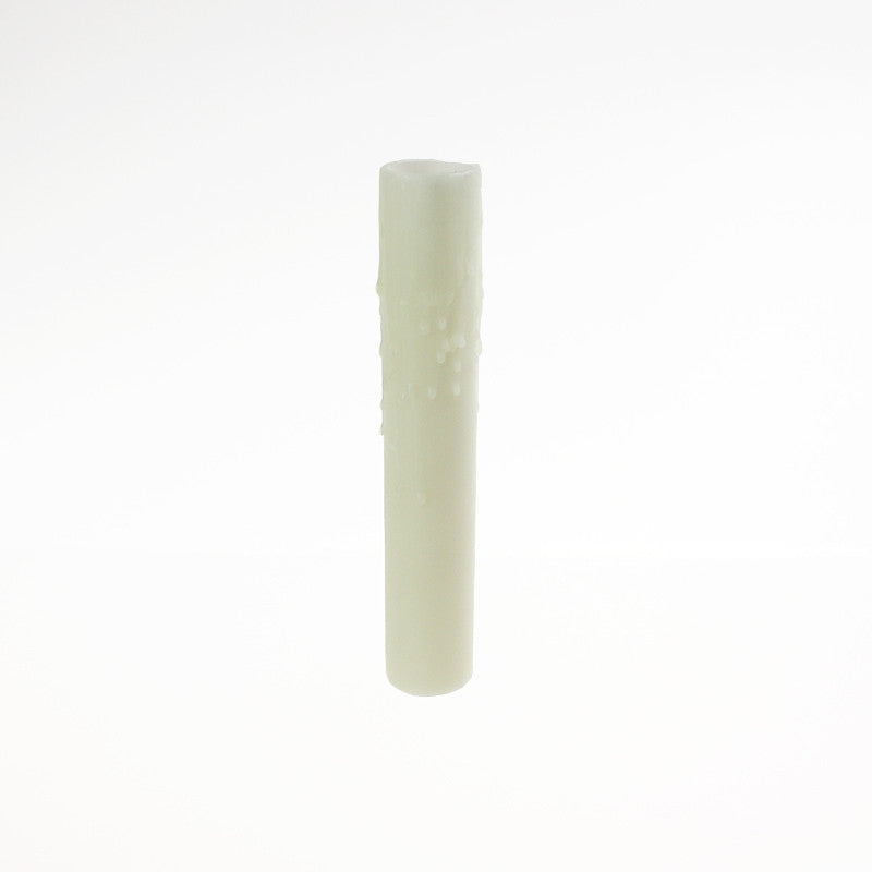 White Beeswax Candle Cover w/ Drip, Medium Base