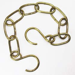 18" Polished Brass Chain w/ hooks