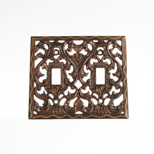 Decorative Cast Bronze Double Light Switch Plate (Non Standard)