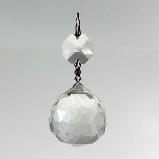 40mm Clear Faceted Ball w/ Top Bead