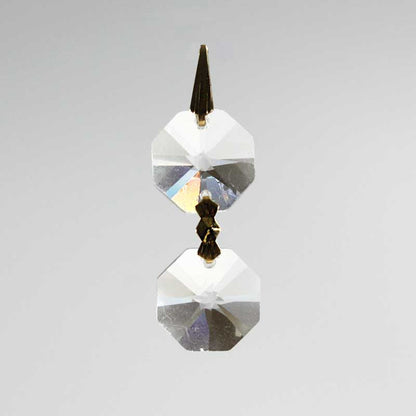 14mm 2 Bead Leaded Crystal Chain <br> Brass or Chrome pin