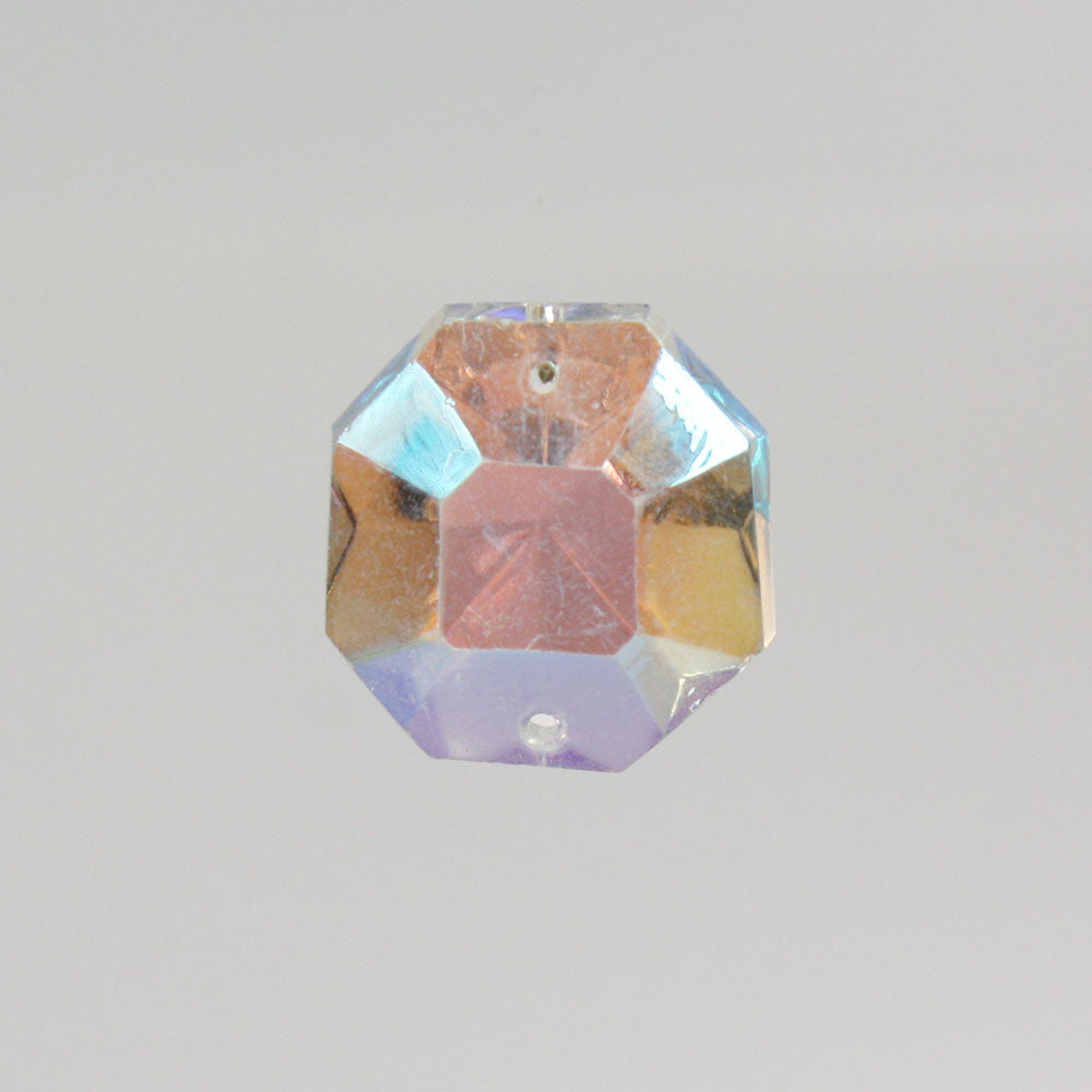 Aurora Borealis 2 Hole Octagon Bead