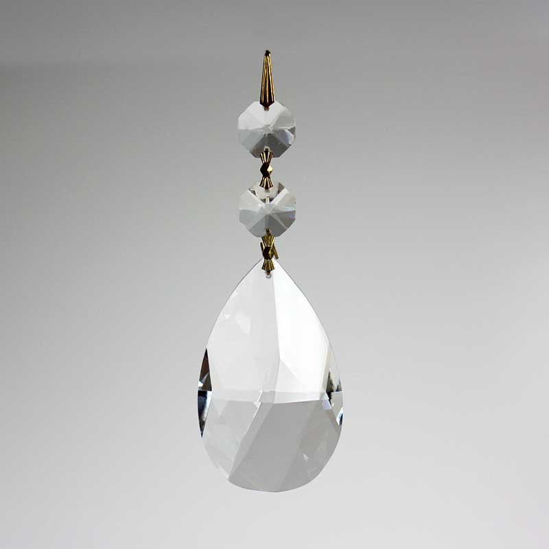 72mm Crystal Leaded Teardrop w/ 2 Top Beads