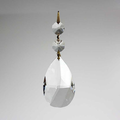 72mm Crystal Leaded Teardrop w/ 2 Top Beads