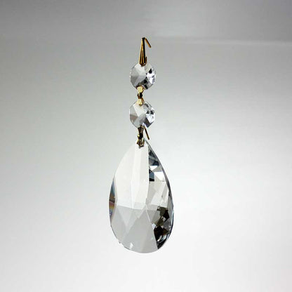 72mm Crystal Leaded Teardrop w/ 2 Top Beads