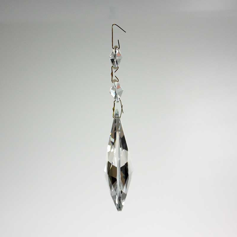 72mm Crystal Leaded Teardrop w/ 2 Top Beads