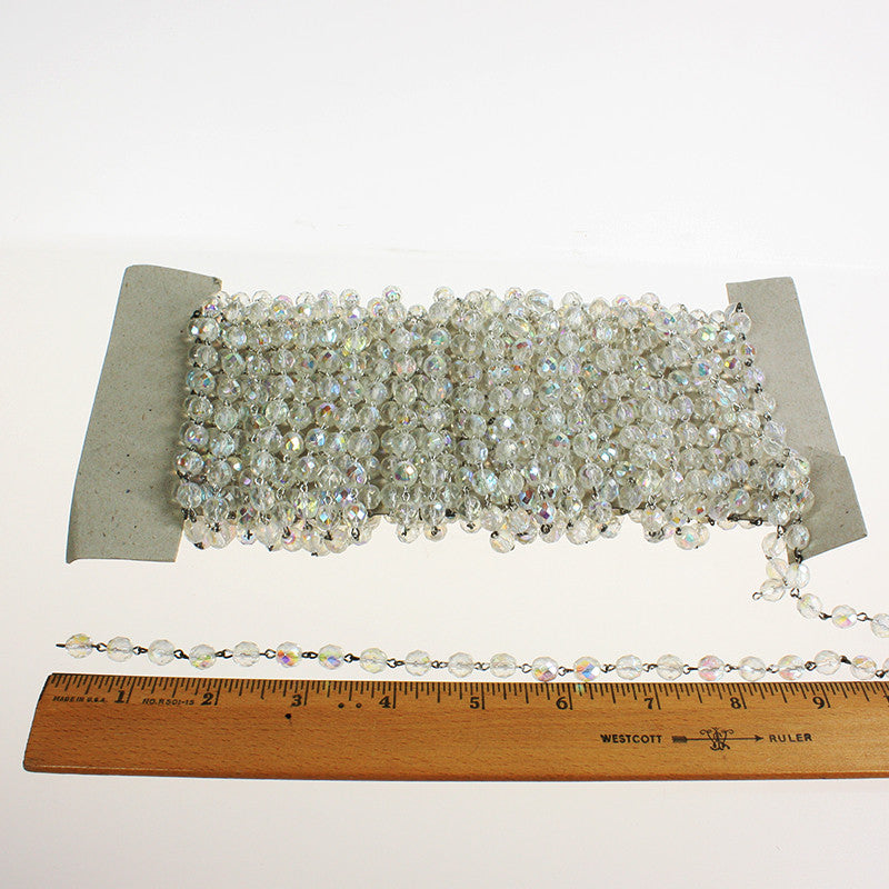 8mm AB Bead Linkage w/ Silver Connectors, 1 Meter