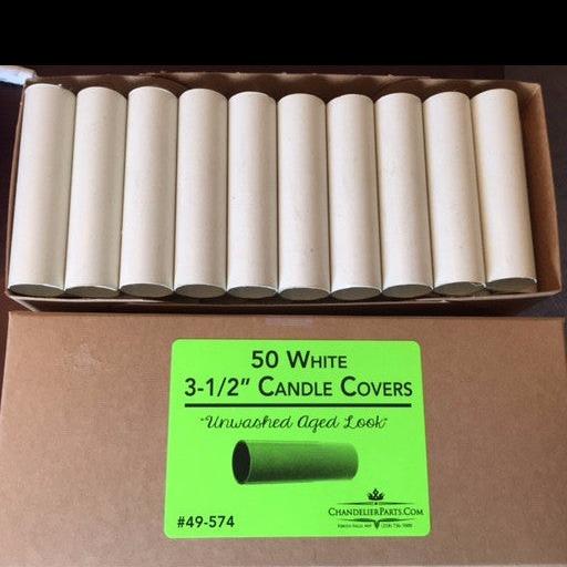 3-1/2" Aged White Plastic Candle Covers, Candelabra Base (Box of 50)