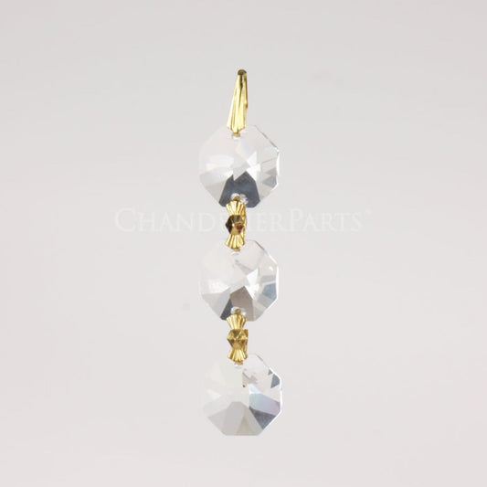 SWAROVSKI STRASS  3-Bead Chain w/ Brass Bow ties