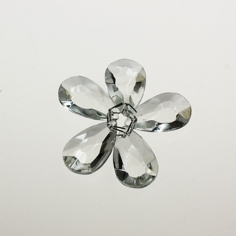 Italian 1" Flowered Clear Teardrops (5 wired together)