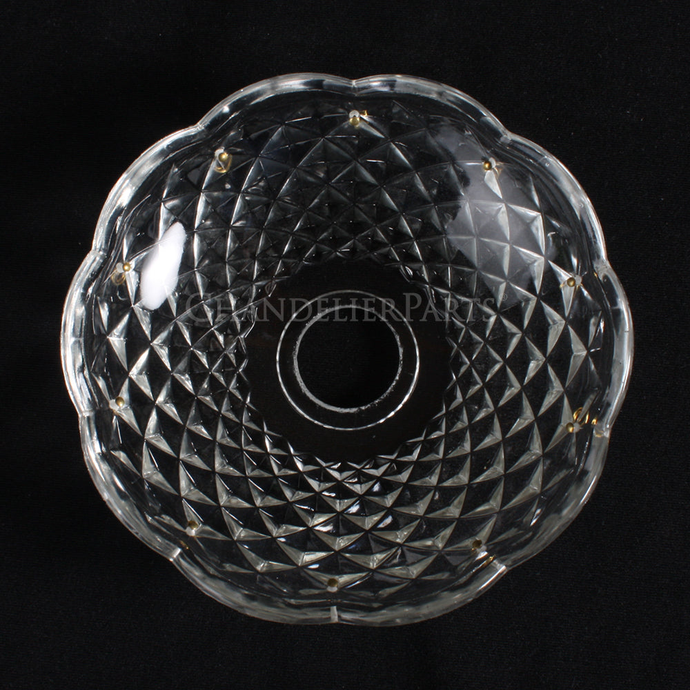 thumbnail image 2 of 4-Pack Pressed Glass Round Lamp Prism Bobeche With 4 Brass Pins - For Chandelier Restoration (#BB914) 2 of 14
