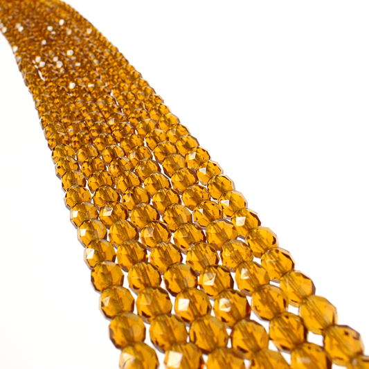 8mm Amber Faceted Round Bead (Bunches of 300)