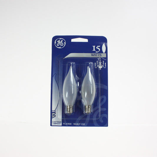15 Watt Frosted Petite Turn Tip Bulb, Candelabra Base <br> 2 Pack