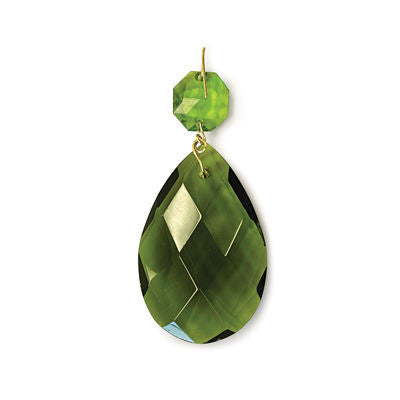 2" Olivine-Colored Czech Crystal Swedish Cut Almond w/ Top Bead (Blemished)