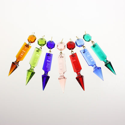 2-1/2" Colored Czech Notched Spear w/ 14mm Top Bead <br> (7 colors)