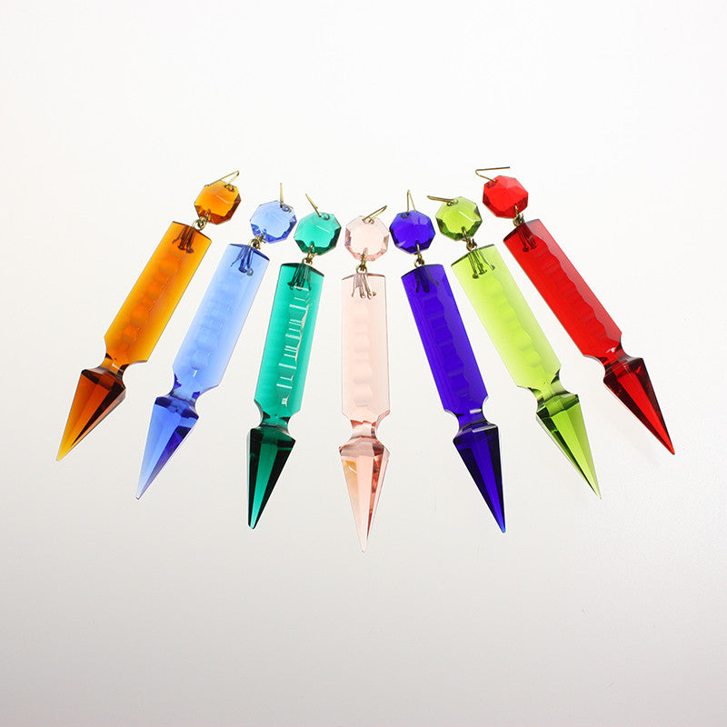 3-1/2" Colored Czech Notched Spear w/ 14mm Top Bead <br> (7 colors)