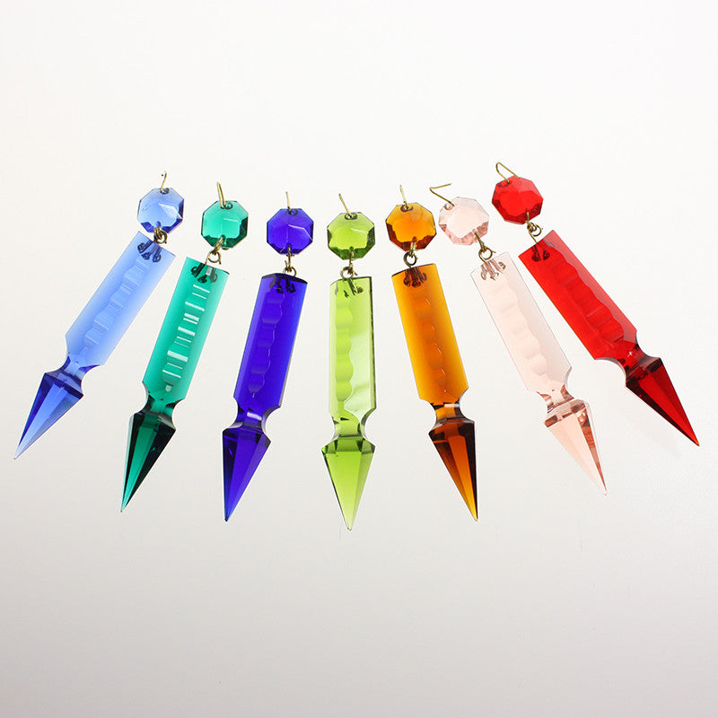 3" Colored Czech Notched Spear w/ 14mm Top Bead <br> (7 colors)