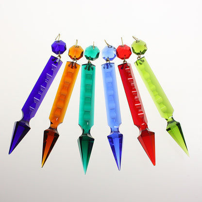 4-1/2" Colored Czech Notched Spear w/ 14mm Top Bead <br> (6 colors)