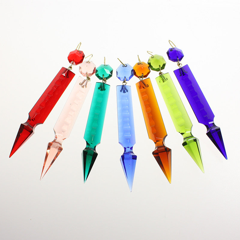 4" Colored Czech Notched Spear w/ 14mm Top Bead <br> (7 colors)