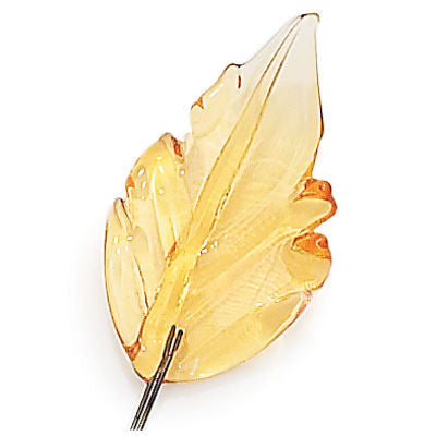 SMALL HAND MADE TOPAZ COLORED CZECH LEAF 30-34MM W/ WIRE 