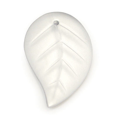 30MM FROSTED CRYSTAL CZECH RIGHT LEAF W/ FLAT BACK 