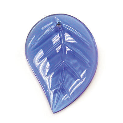 30MM SAPPHIRE COLORED CZECH RIGHT LEAF W/ FLAT BACK 